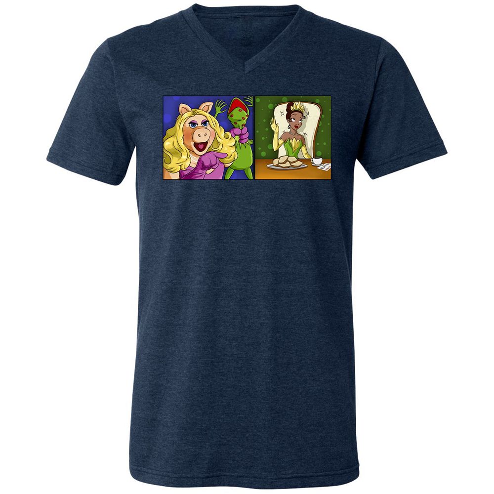 Unisex V-Neck T-Shirt - VQTRLJ47 - Heather Navy - 15