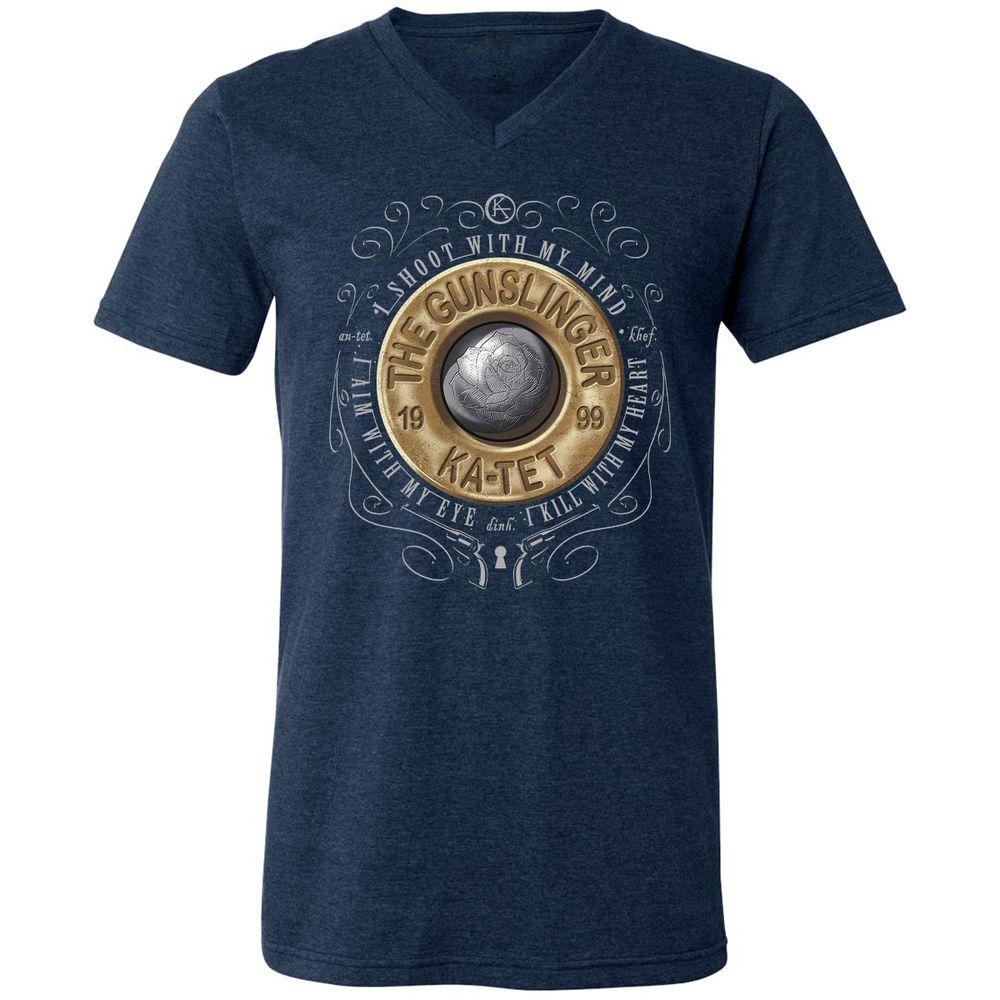 Unisex V-Neck T-Shirt - DRAVR23A - Heather Navy - 15