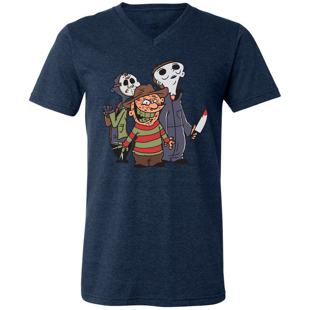 Unisex V-Neck T-Shirt - 66JE8PQM - Heather Navy - 15