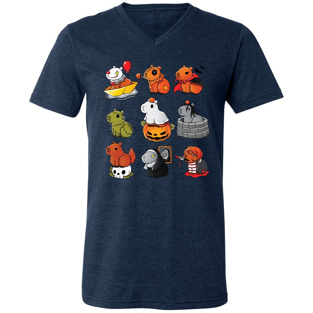 Unisex V-Neck T-Shirt - ZKGSTA7R - Heather Navy - 15