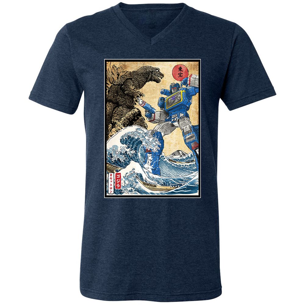 Unisex V-Neck T-Shirt - R58T1AH8 - Heather Navy - 15