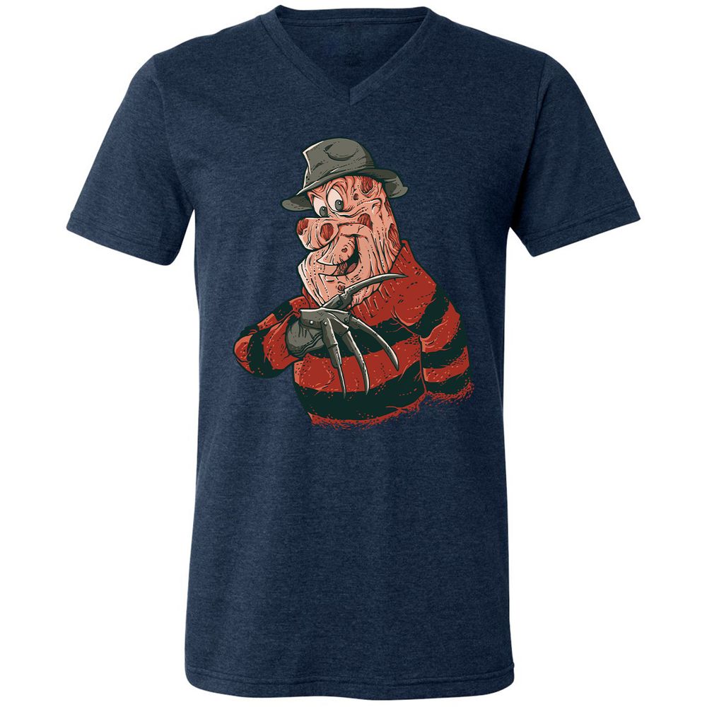 Unisex V-Neck T-Shirt - 45D2U3JH - Heather Navy - 15