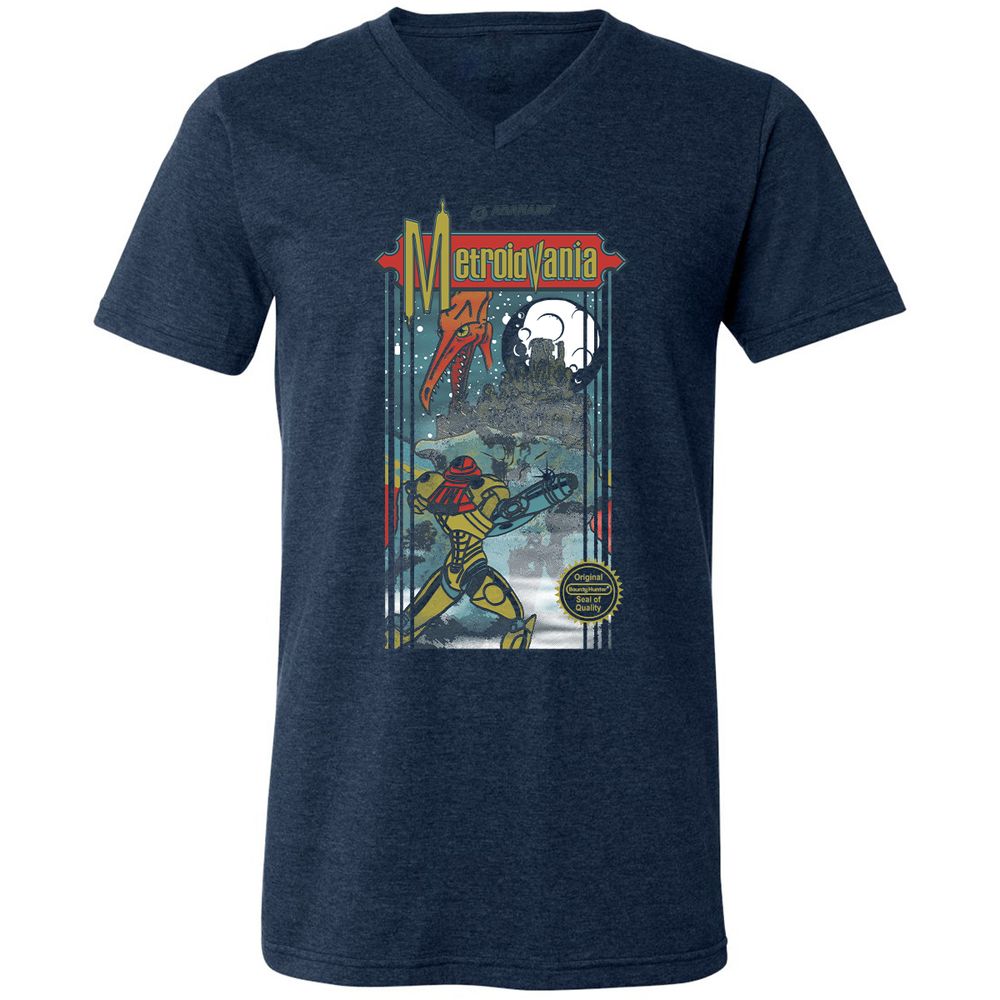 Unisex V-Neck T-Shirt - M2JGYAL6 - Heather Navy - 15