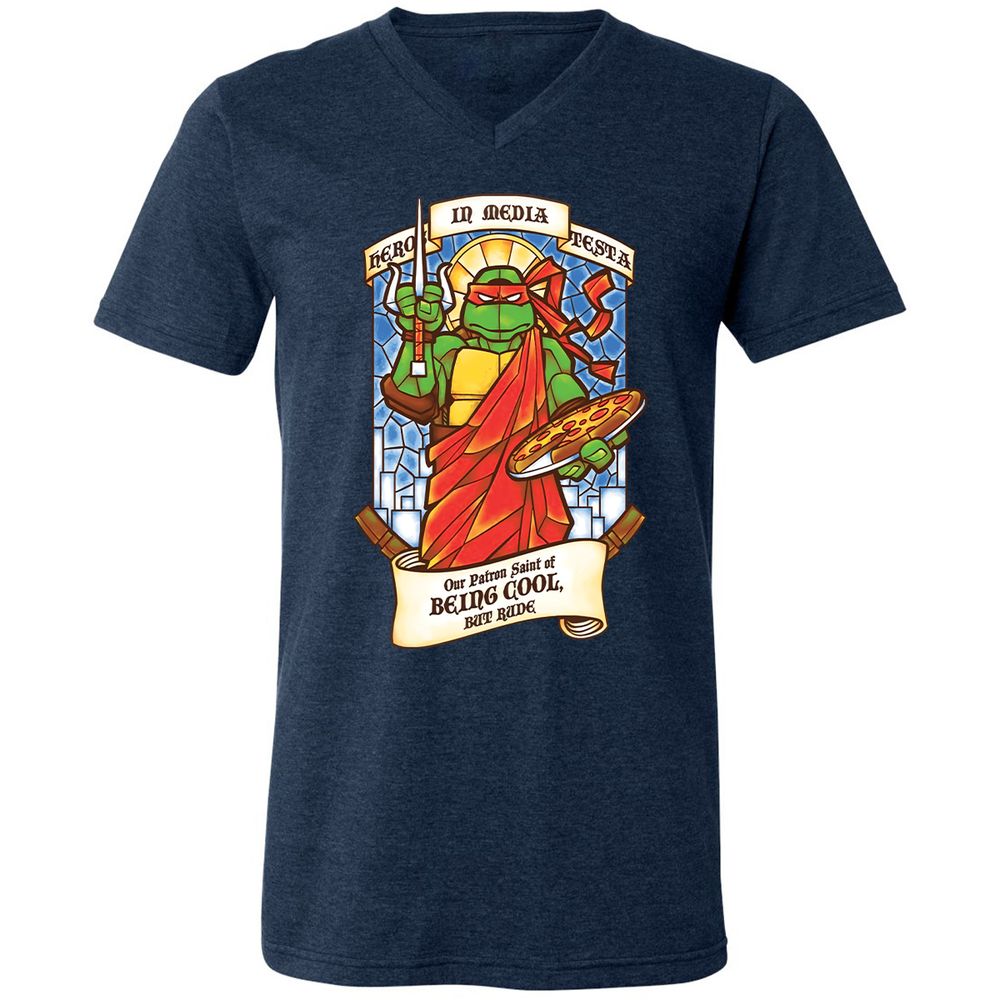 Unisex V-Neck T-Shirt - Y6FLAE1C - Heather Navy - 15