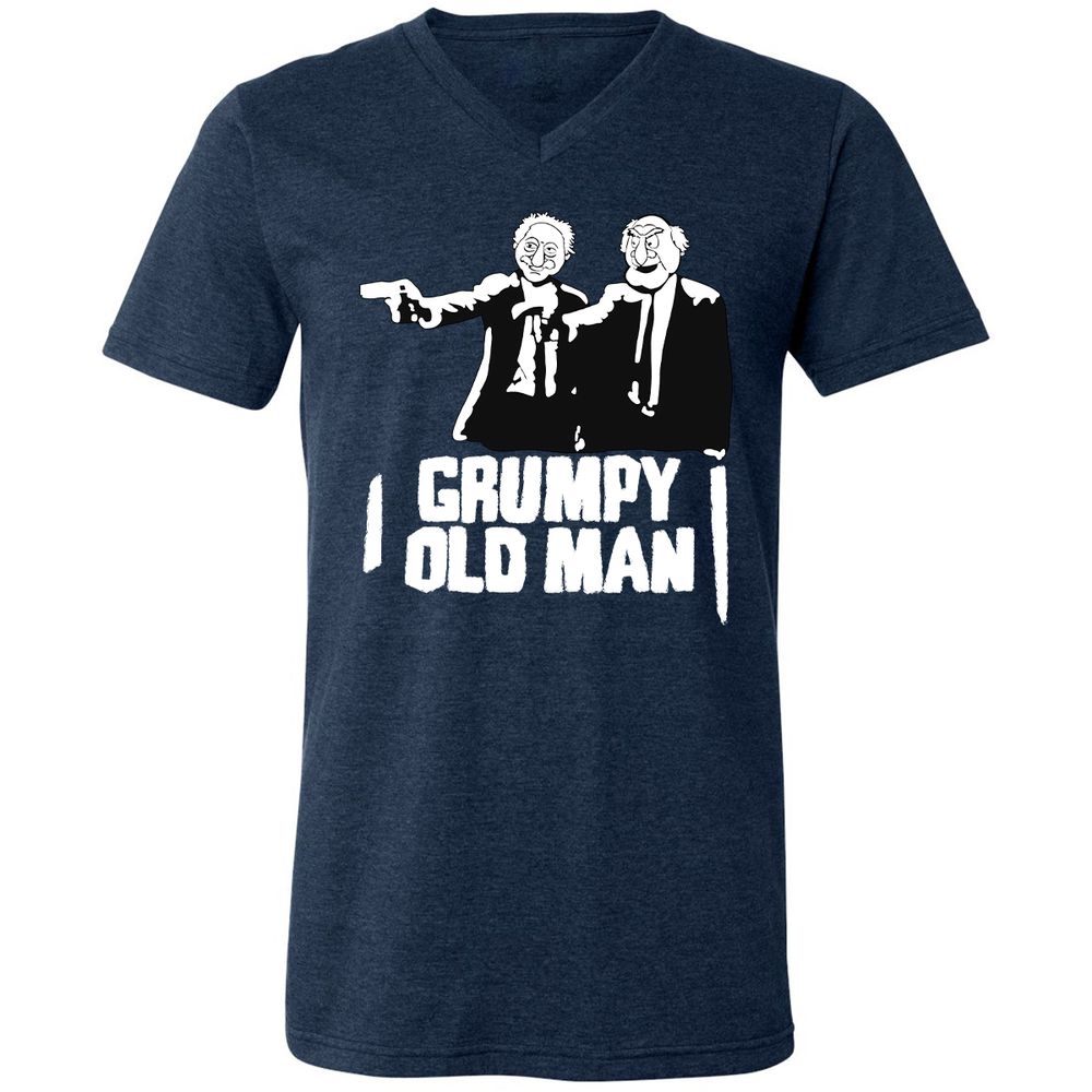 Unisex V-Neck T-Shirt - JQ1H69BQ - Heather Navy - 15