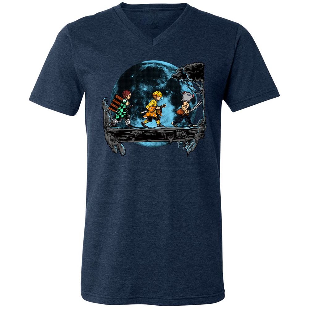 Unisex V-Neck T-Shirt - 97V2UERL - Heather Navy - 15