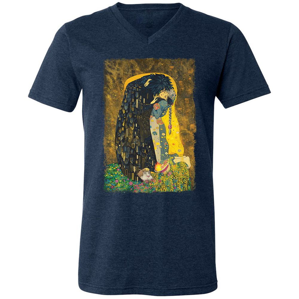 Unisex V-Neck T-Shirt - GDFURXM7 - Heather Navy - 15