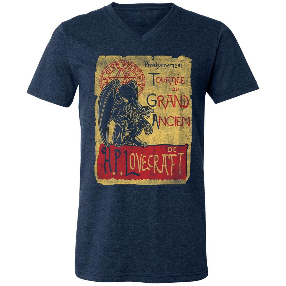 Unisex V-Neck T-Shirt - 8J2CCYD3 - Heather Navy - 15