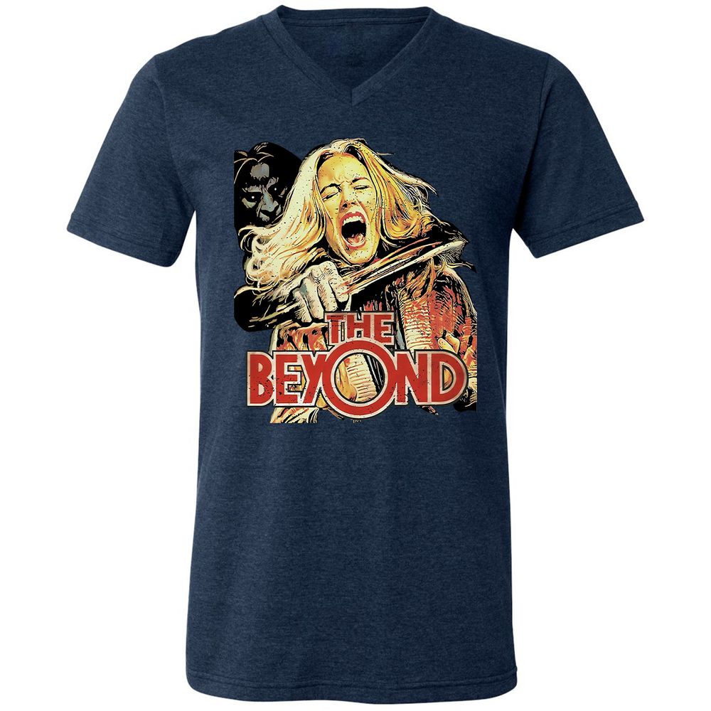 Unisex V-Neck T-Shirt - RG6HHAHZ - Heather Navy - 15