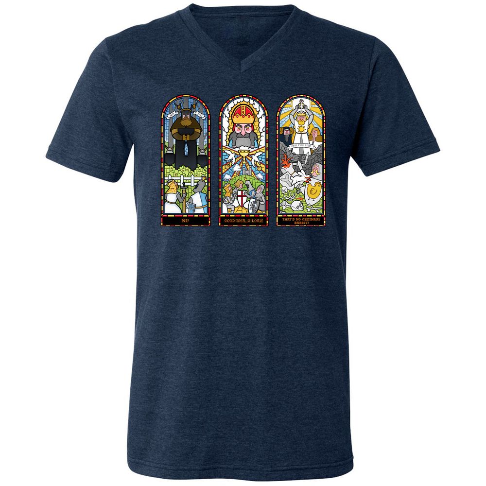 Unisex V-Neck T-Shirt - KYJPKQNR - Heather Navy - 15