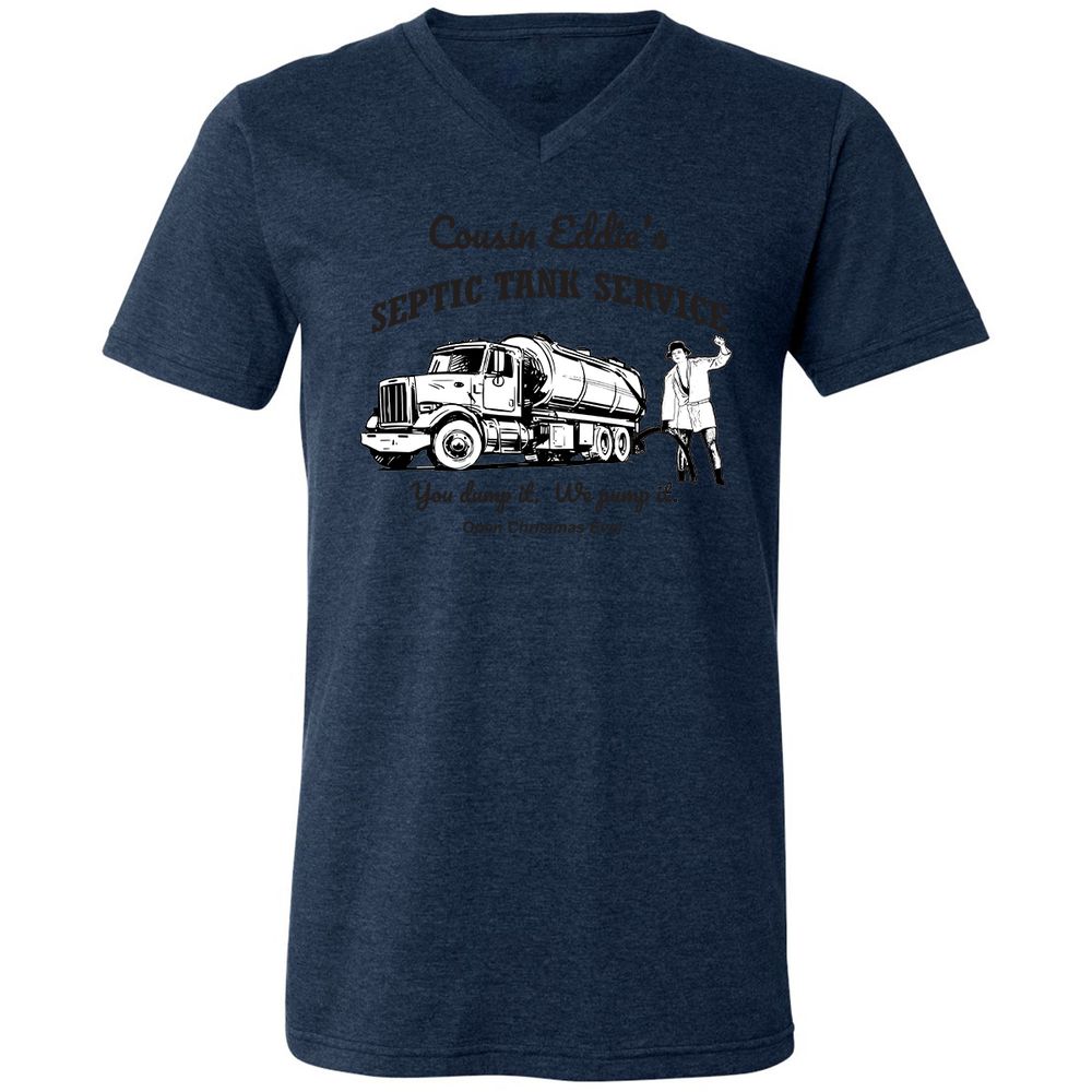 Unisex V-Neck T-Shirt - YZGLQSX7 - Heather Navy - 15