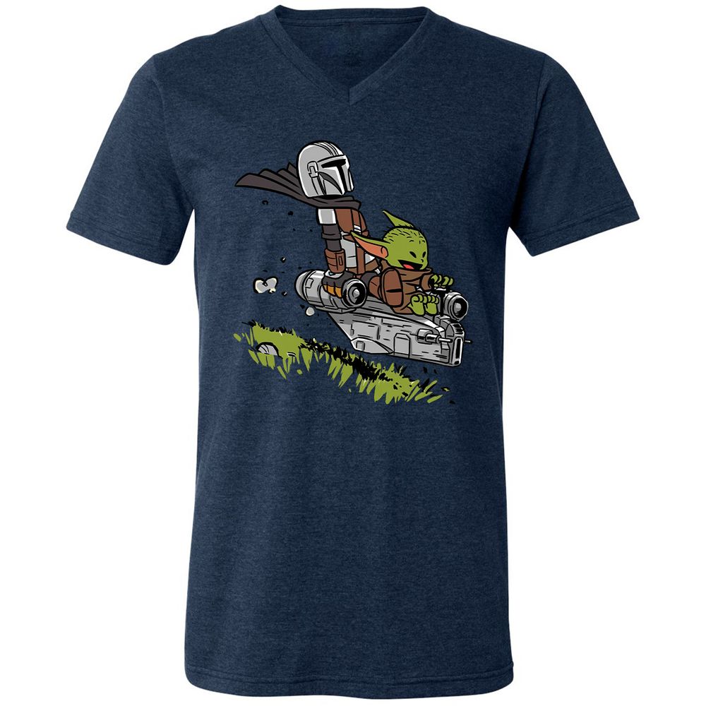 Unisex V-Neck T-Shirt - FA8AQ1J4 - Heather Navy - 15