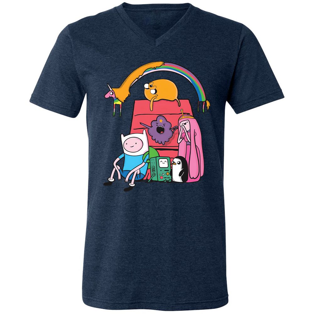 Unisex V-Neck T-Shirt - 4LPXVRDQ - Heather Navy - 15
