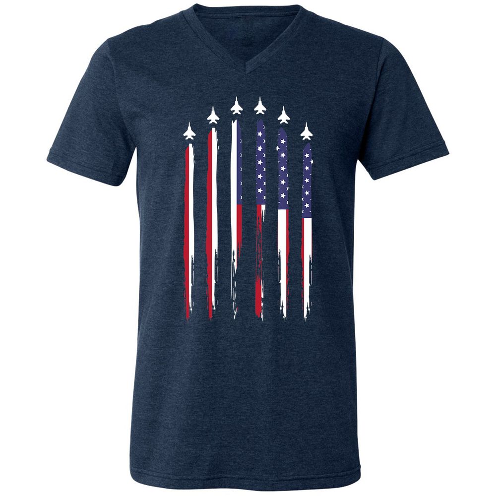 Unisex V-Neck T-Shirt - NTKJLJN9 - Heather Navy - 15