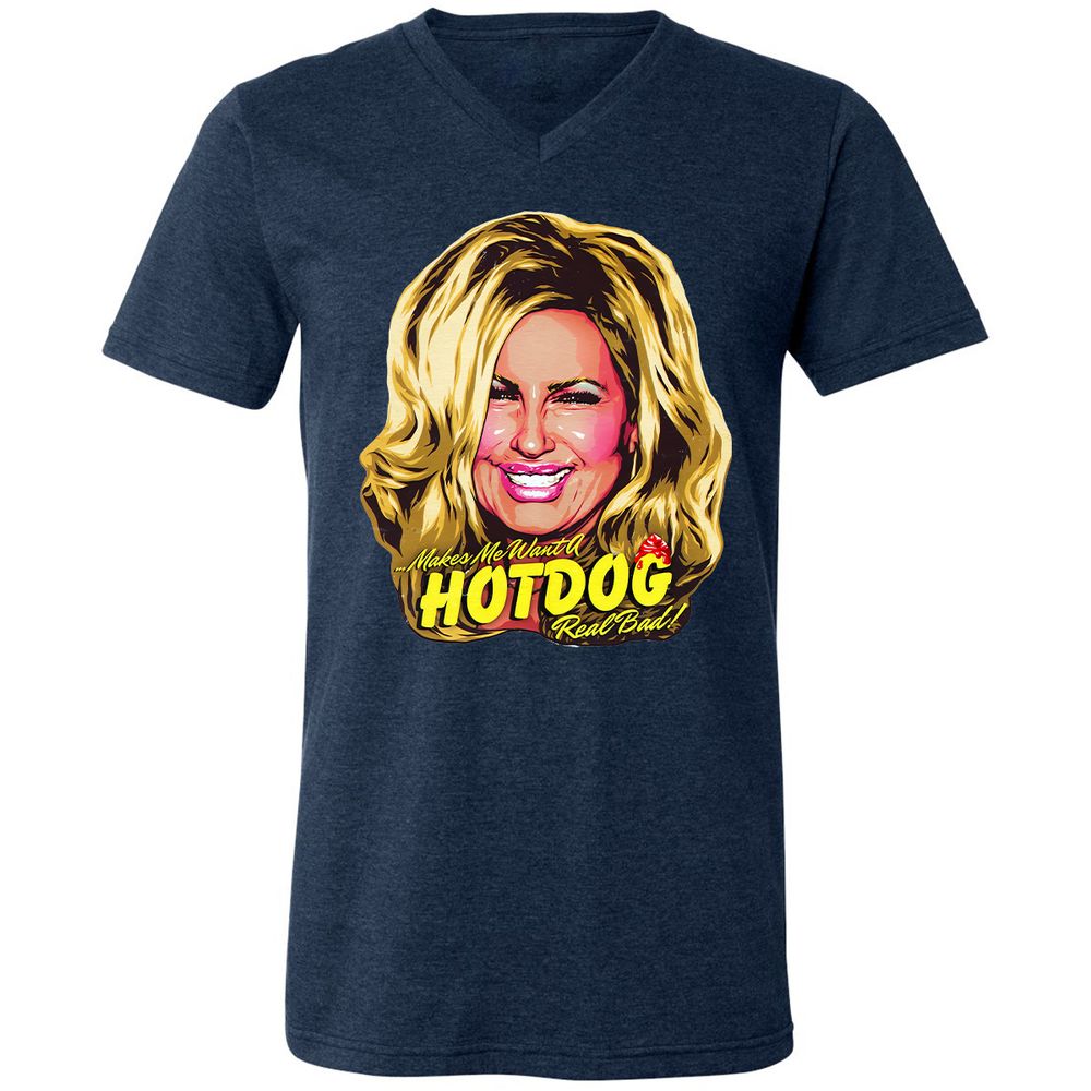 Unisex V-Neck T-Shirt - TAQHUYHF - Heather Navy - 15