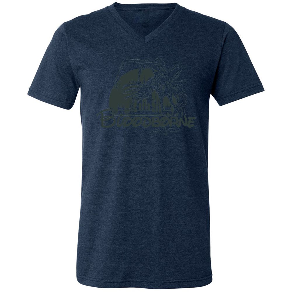 Unisex V-Neck T-Shirt - W3LCRZUH - Heather Navy - 15