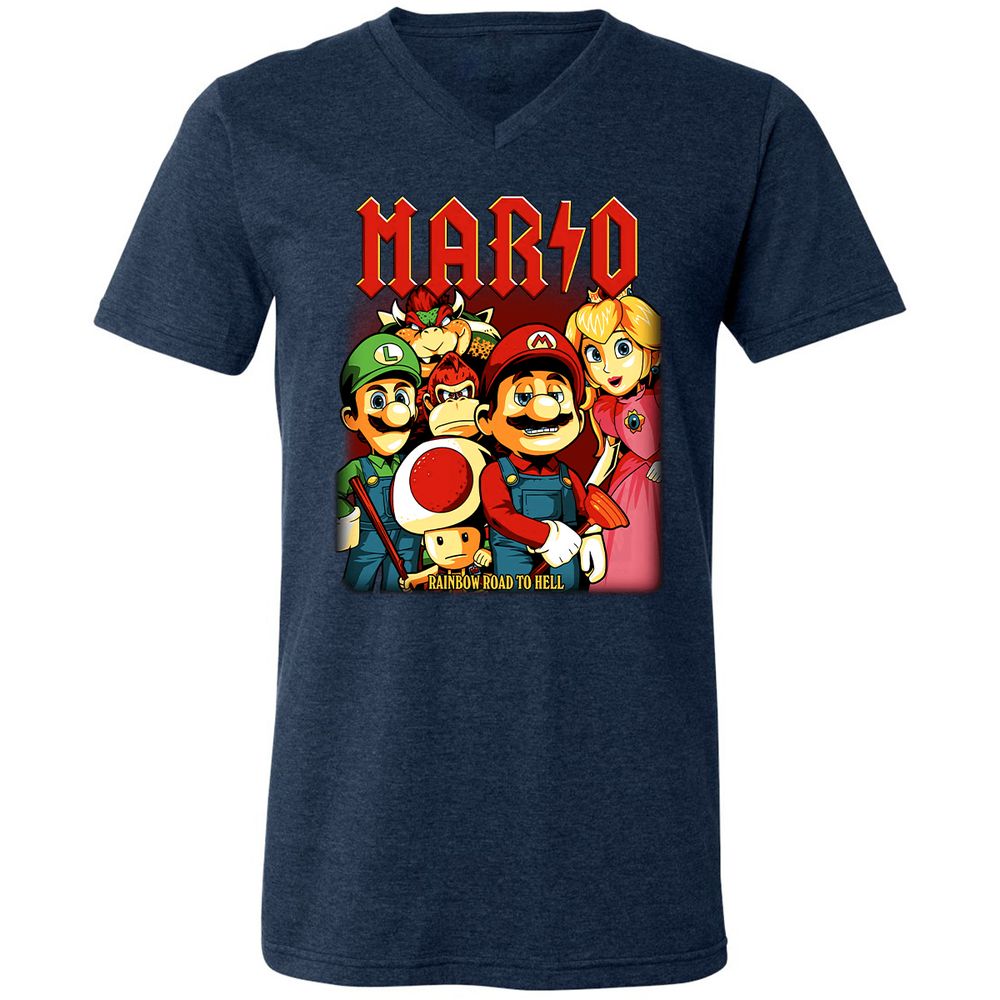 Unisex V-Neck T-Shirt - HJHXGP9C - Heather Navy - 15