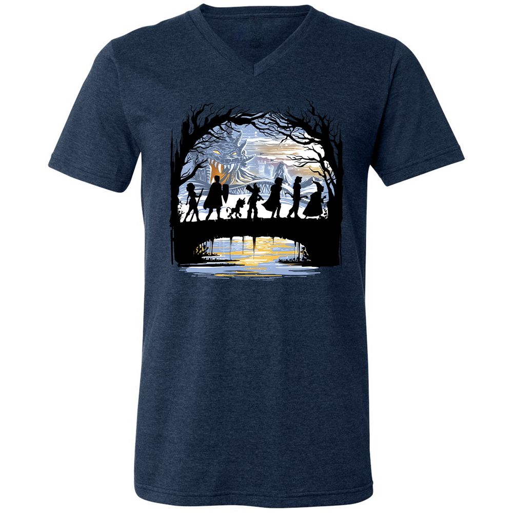 Unisex V-Neck T-Shirt - B54Y35MS - Heather Navy - 15