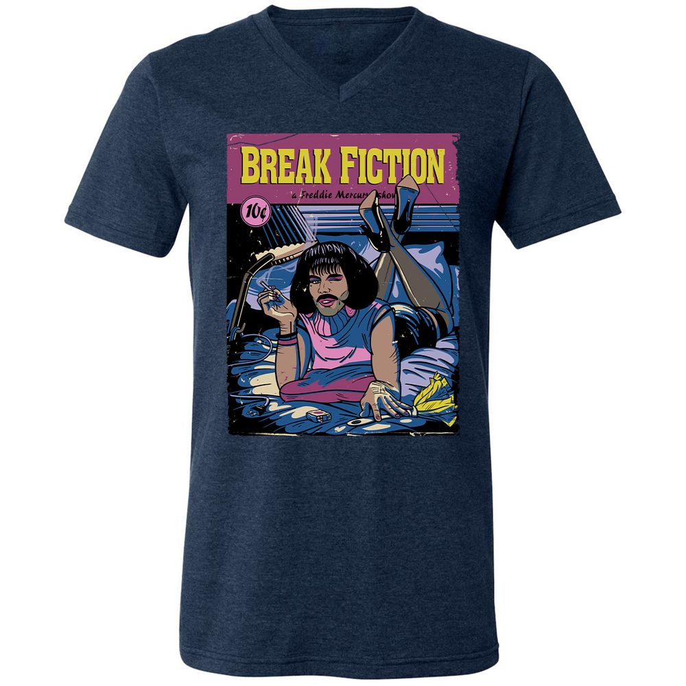 Unisex V-Neck T-Shirt - BZ3BBP7F - Heather Navy - 15