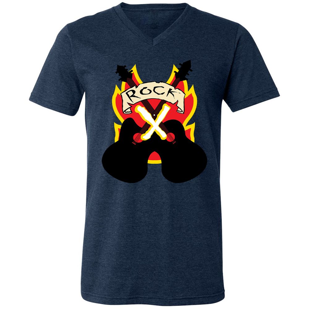 Unisex V-Neck T-Shirt - QAJMSDKZ - Heather Navy - 15