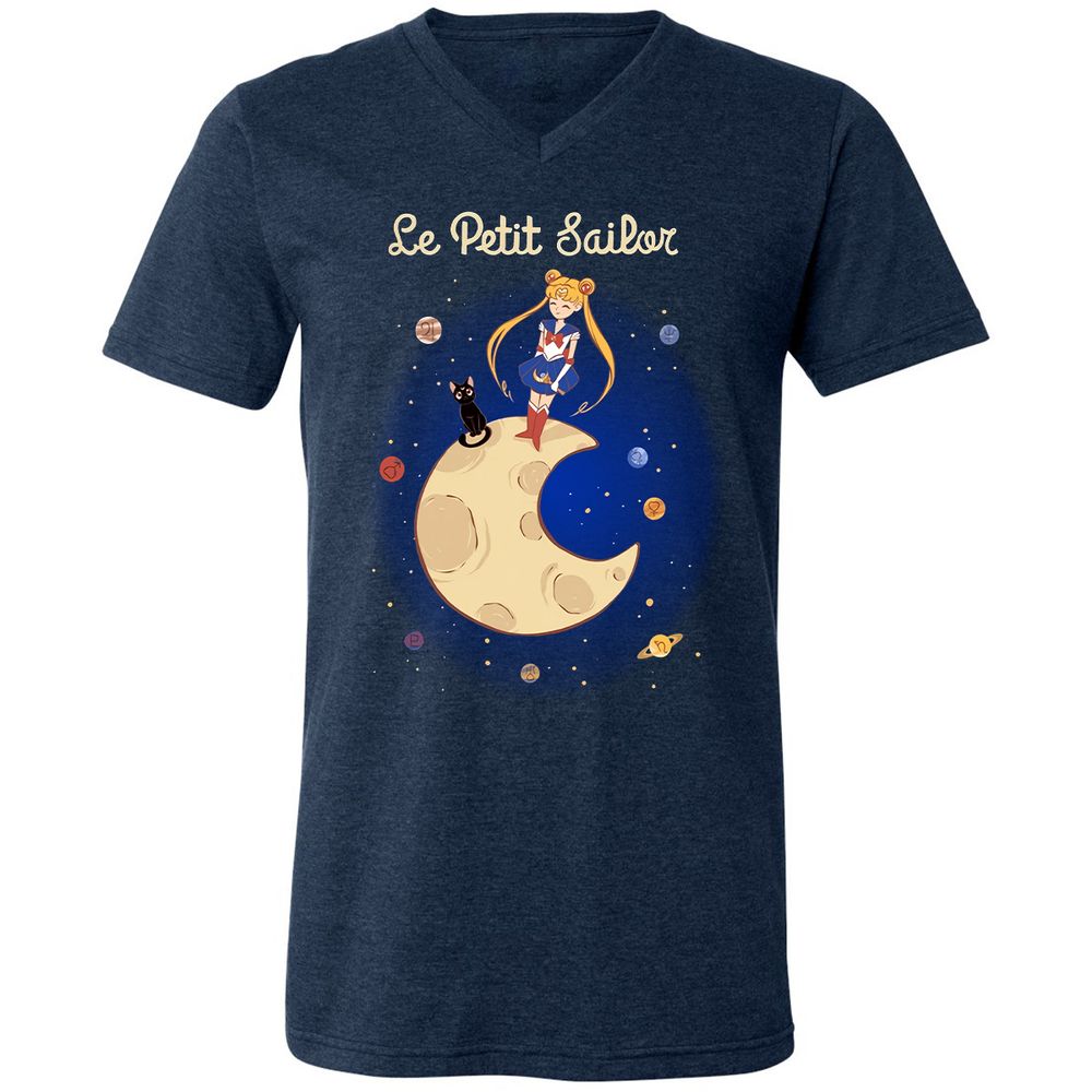 Unisex V-Neck T-Shirt - C3KZG9RF - Heather Navy - 15