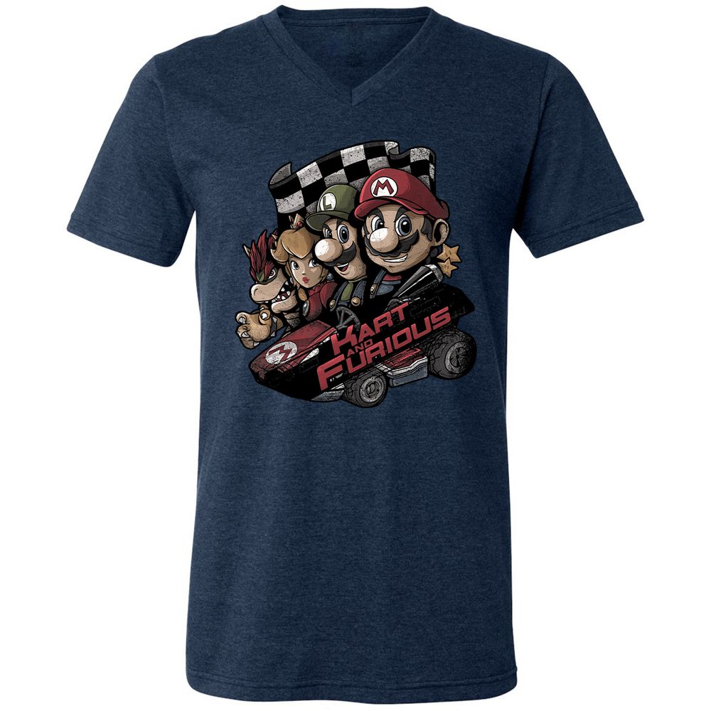 Unisex V-Neck T-Shirt - 6JBP9TWU - Heather Navy - 15