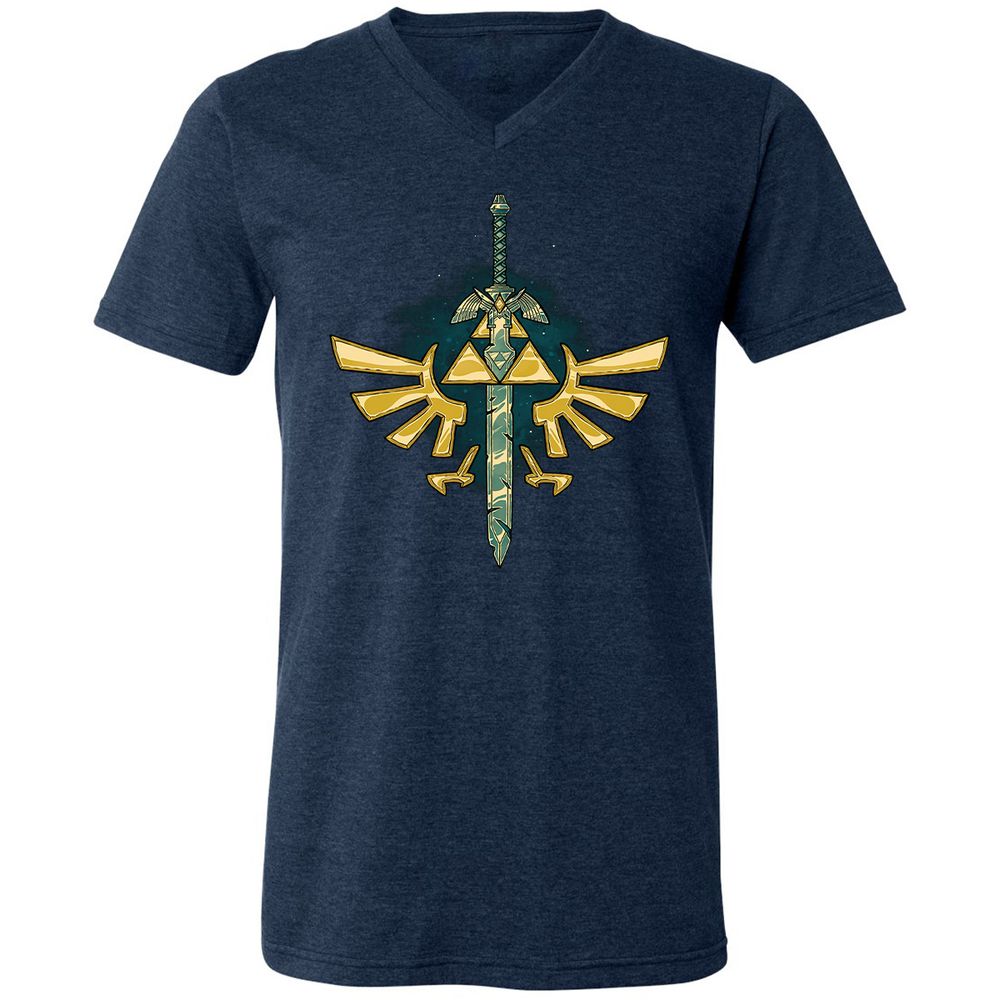 Unisex V-Neck T-Shirt - JHB2CGC4 - Heather Navy - 15