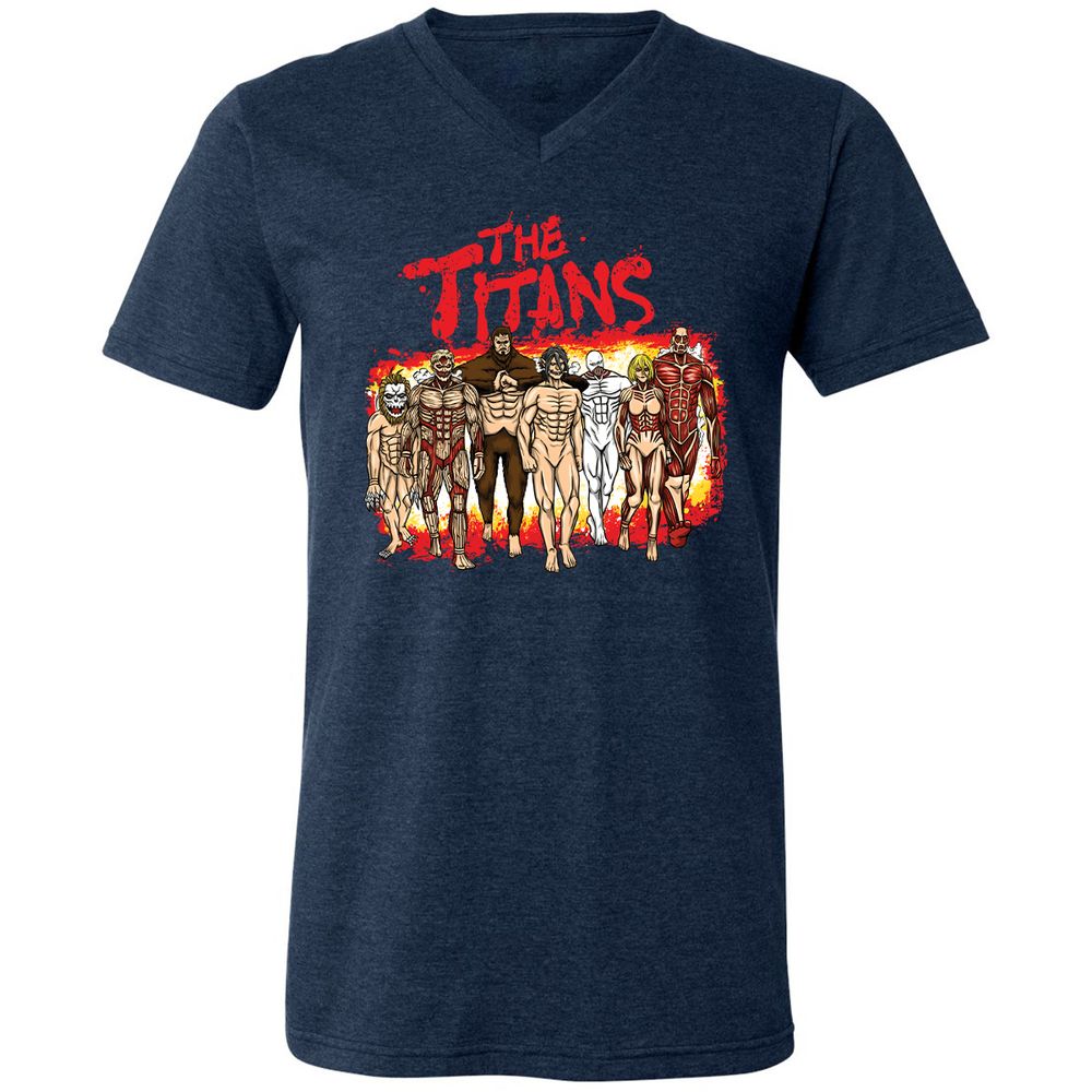 Unisex V-Neck T-Shirt - U3ZXK42X - Heather Navy - 15