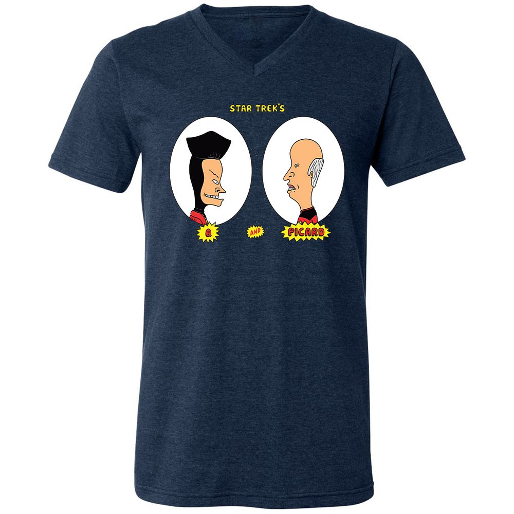 Unisex V-Neck T-Shirt - VGNDGKQP - Heather Navy - 15