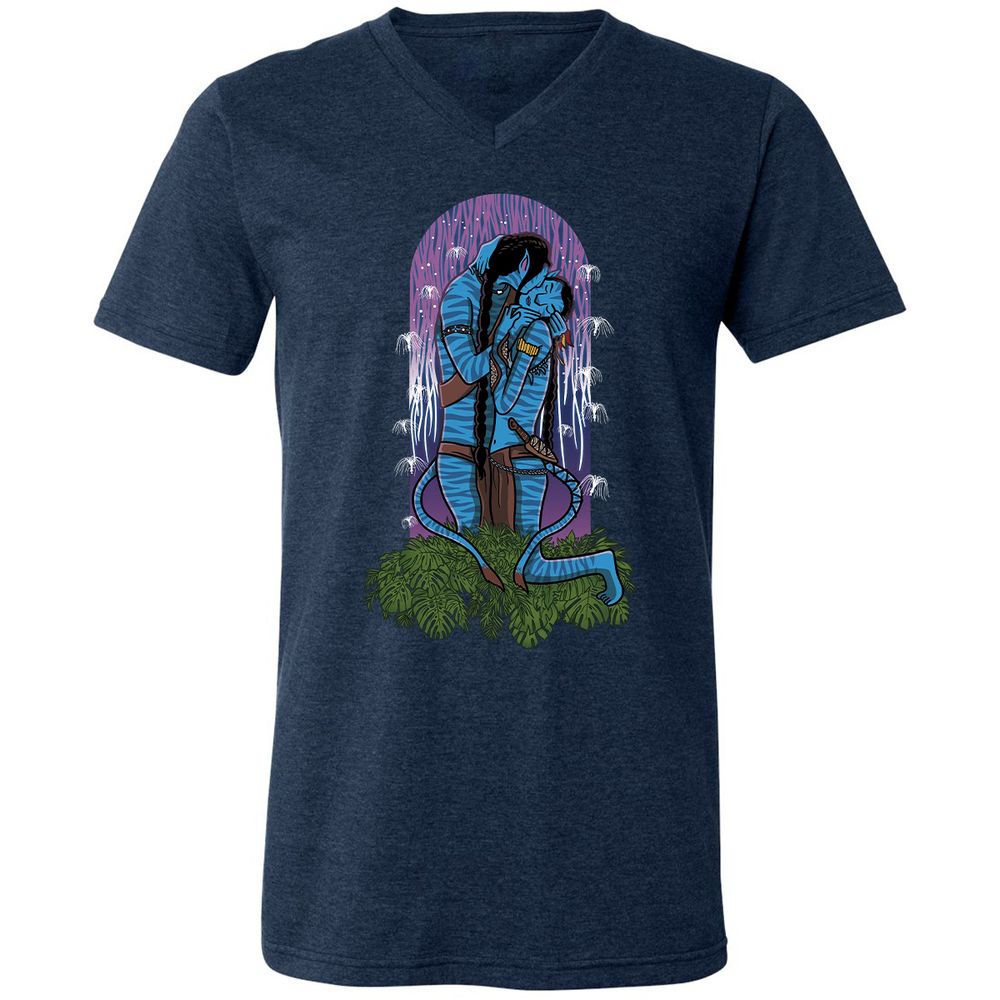 Unisex V-Neck T-Shirt - 3EVJAAGJ - Heather Navy - 15