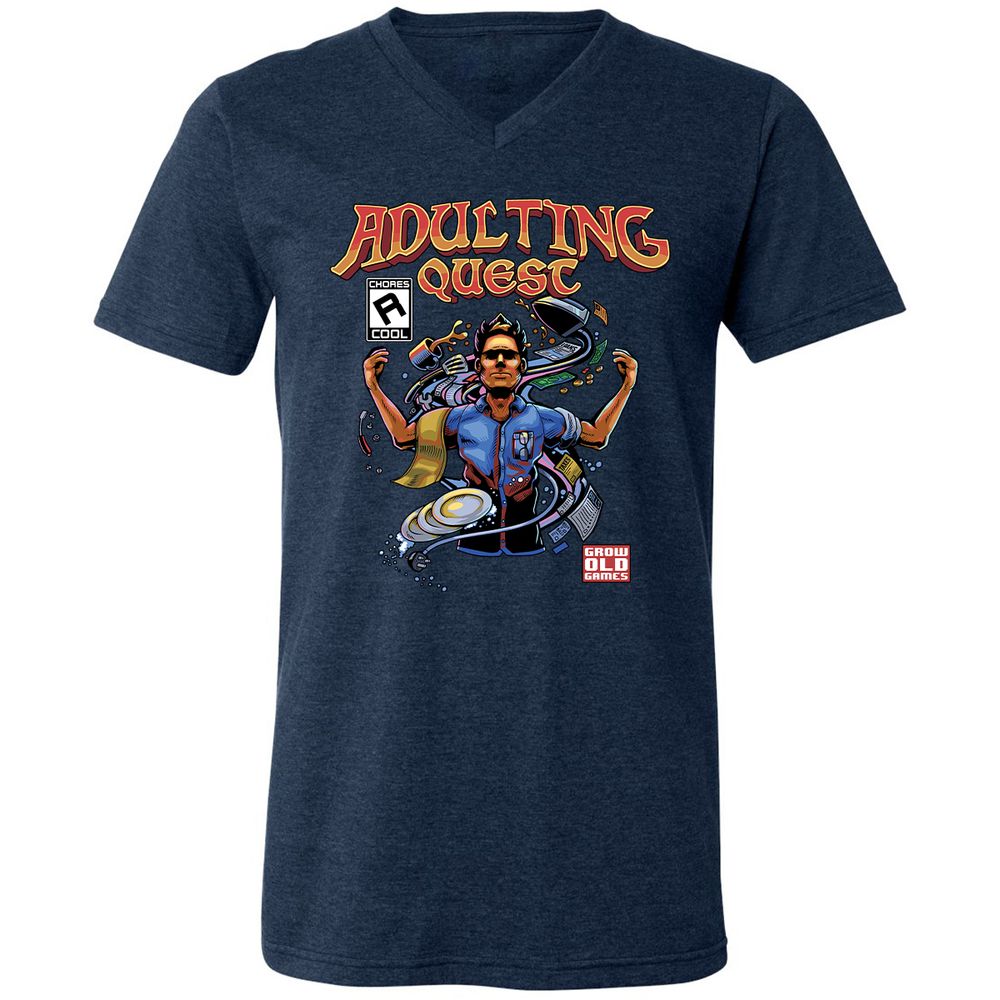 Unisex V-Neck T-Shirt - YJALKNAP - Heather Navy - 15