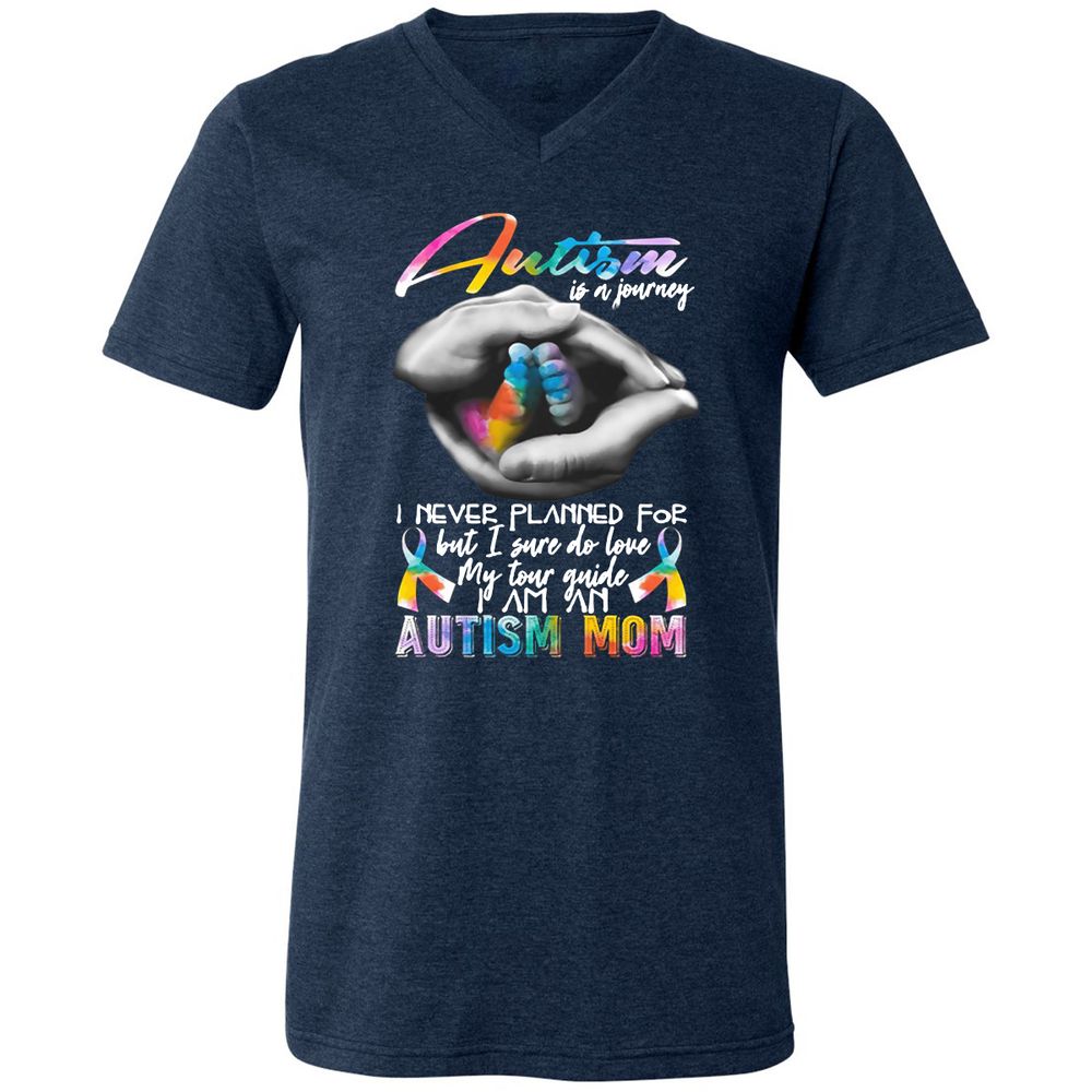 Unisex V-Neck T-Shirt - P1BDKZLG - Heather Navy - 15