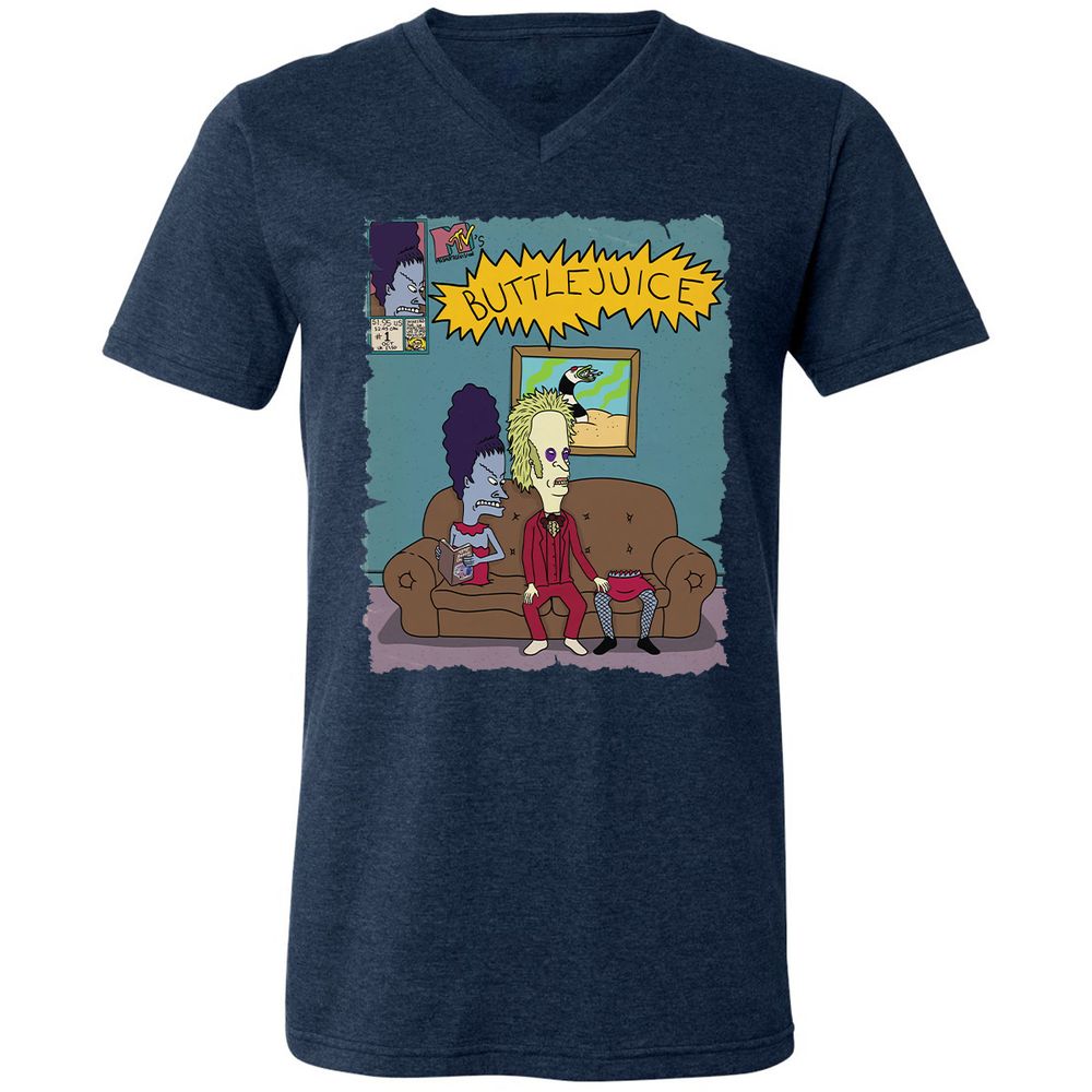 Unisex V-Neck T-Shirt - VS9YVM6L - Heather Navy - 15