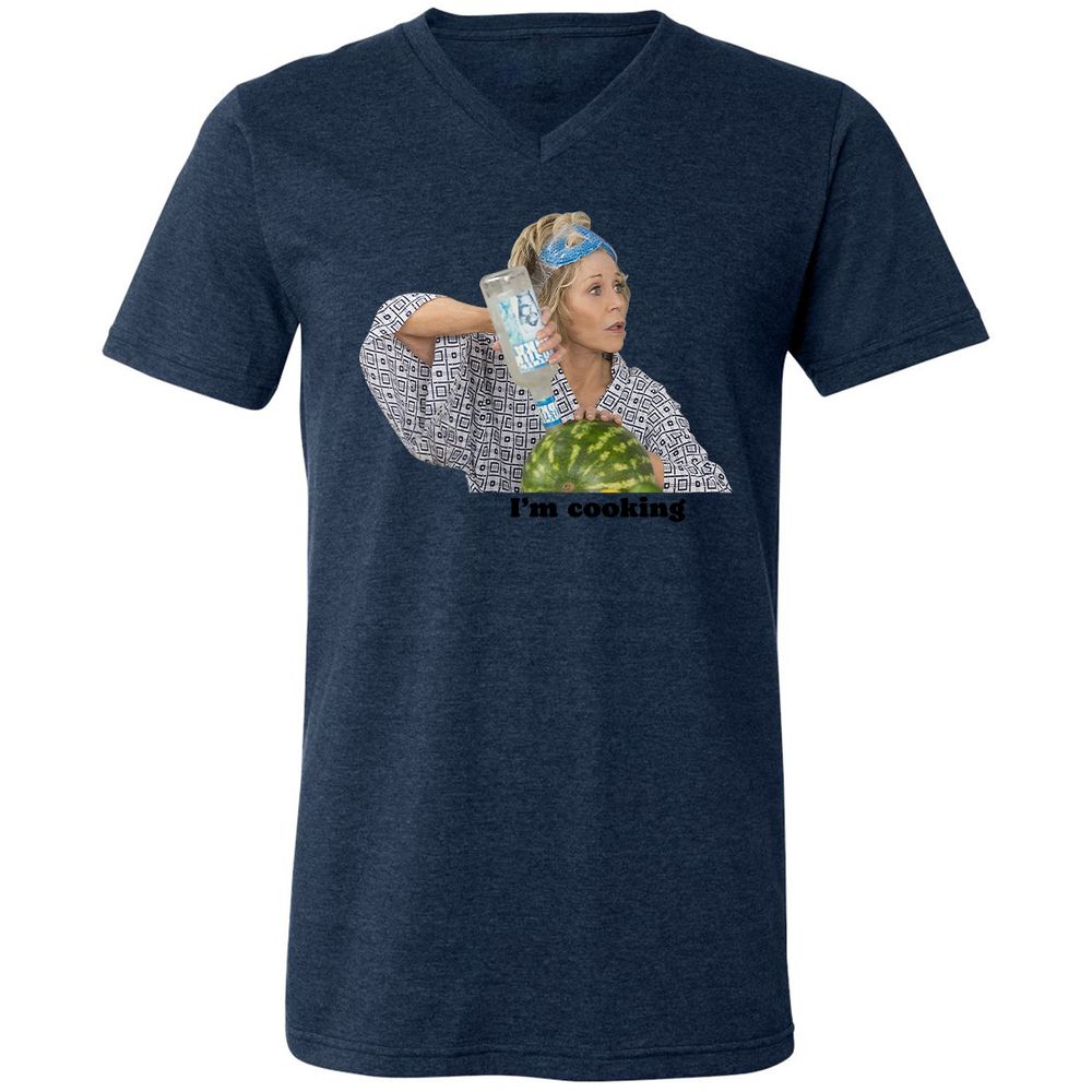 Unisex V-Neck T-Shirt - P65TWLFJ - Heather Navy - 15
