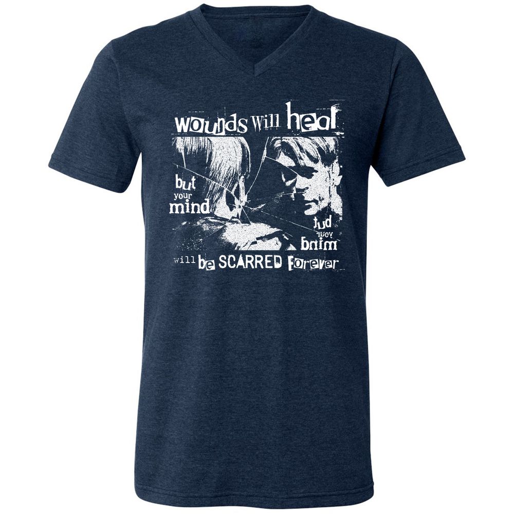 Unisex V-Neck T-Shirt - 2ERQLHBK - Heather Navy - 15