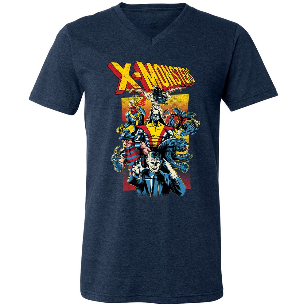 Unisex V-Neck T-Shirt - MDL3JVA7 - Heather Navy - 15