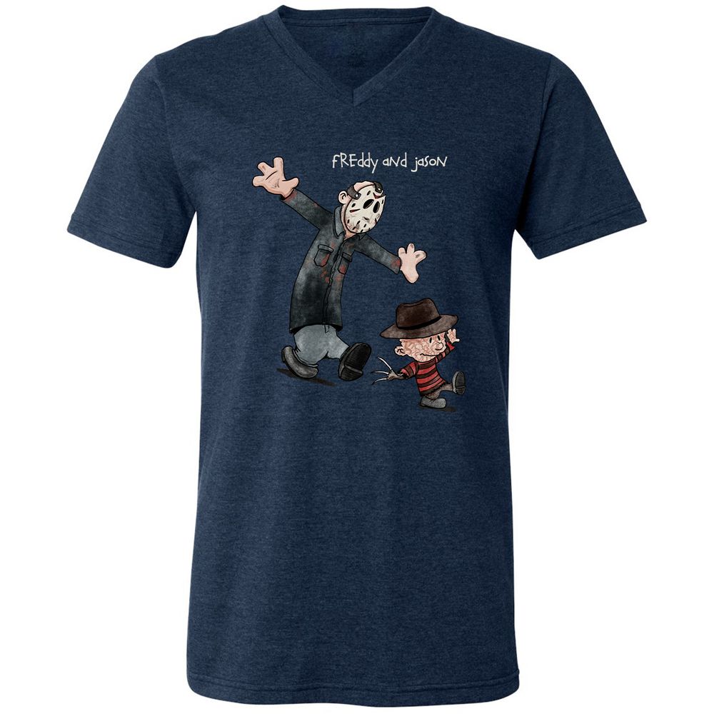 Unisex V-Neck T-Shirt - T3ULUS9N - Heather Navy - 15