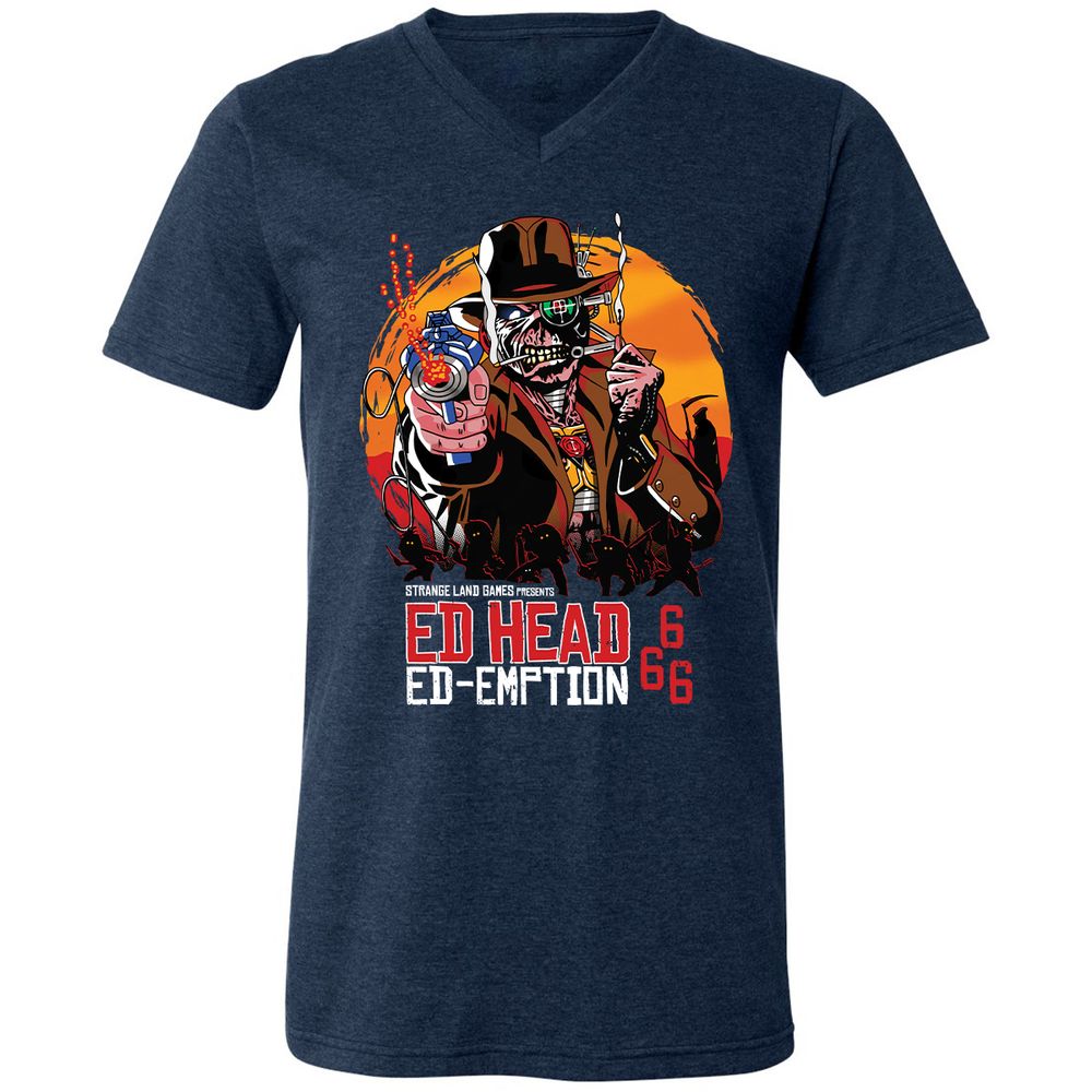 Unisex V-Neck T-Shirt - NLY45N7V - Heather Navy - 15