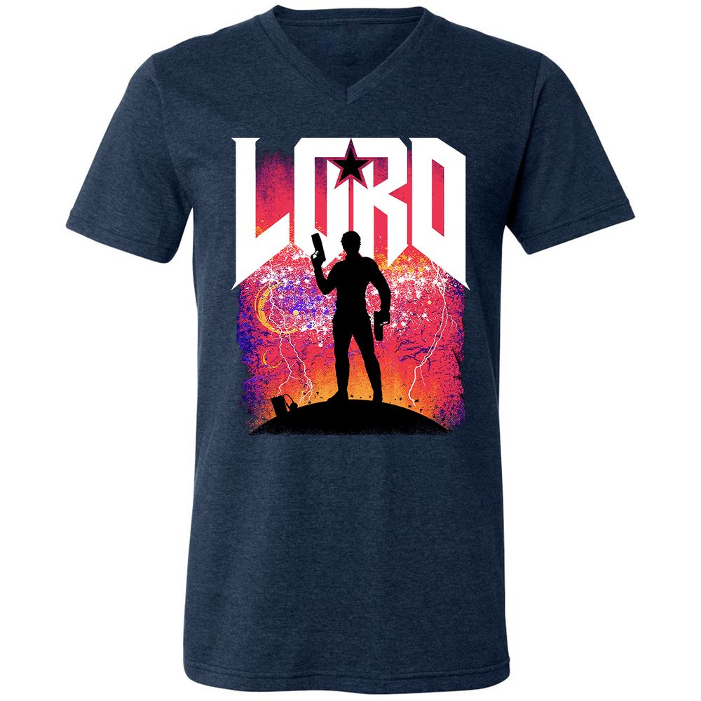 Unisex V-Neck T-Shirt - QVZ86QZ3 - Heather Navy - 15