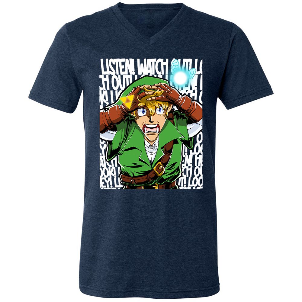 Unisex V-Neck T-Shirt - EY6E5ZQP - Heather Navy - 15