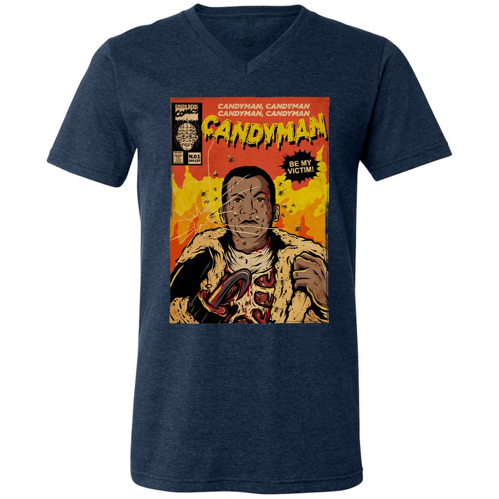 Unisex V-Neck T-Shirt - BKH4T9YG - Heather Navy - 15