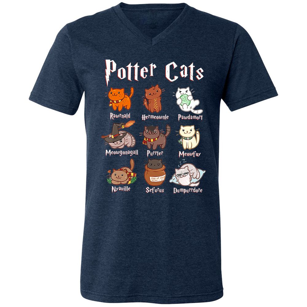 Unisex V-Neck T-Shirt - X7KL3T1V - Heather Navy - 15