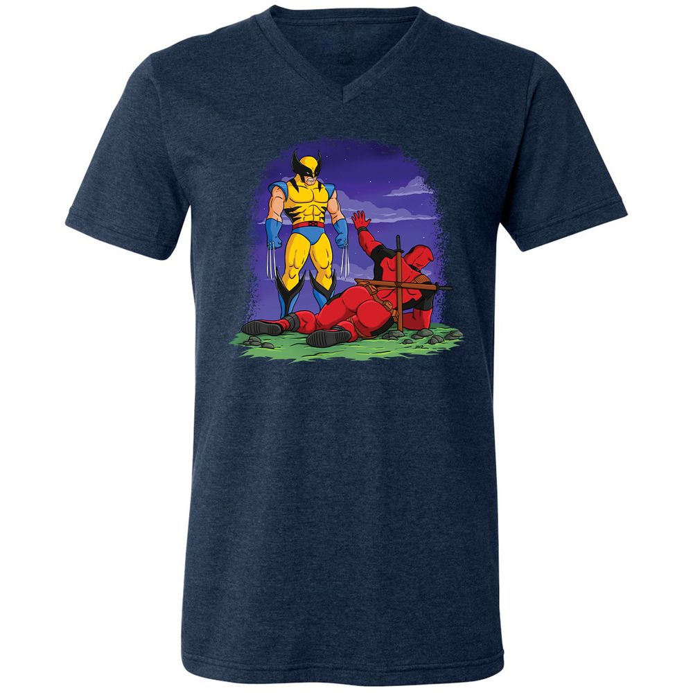 Unisex V-Neck T-Shirt - FG8WXZWB - Heather Navy - 15