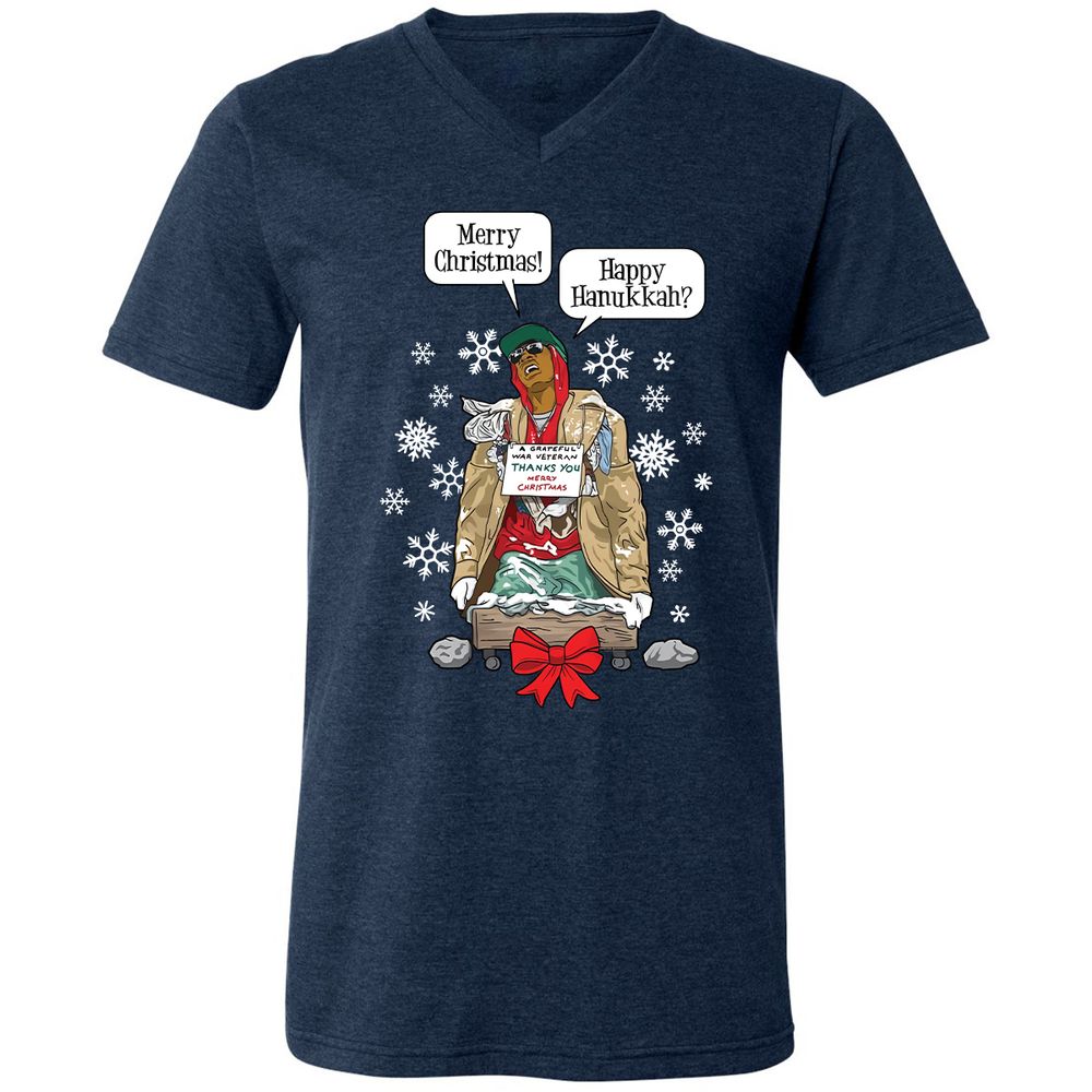Unisex V-Neck T-Shirt - N77KNJSD - Heather Navy - 15