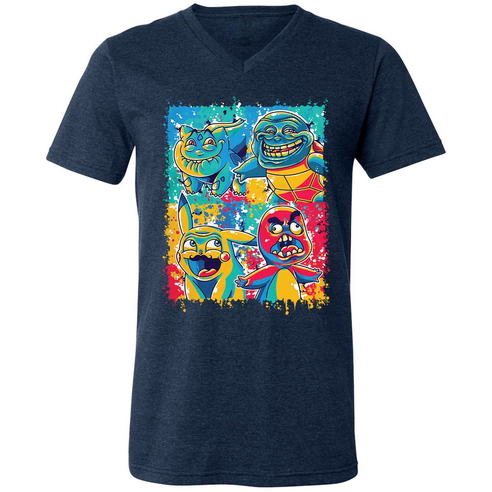 Unisex V-Neck T-Shirt - P6JLJ7FX - Heather Navy - 15