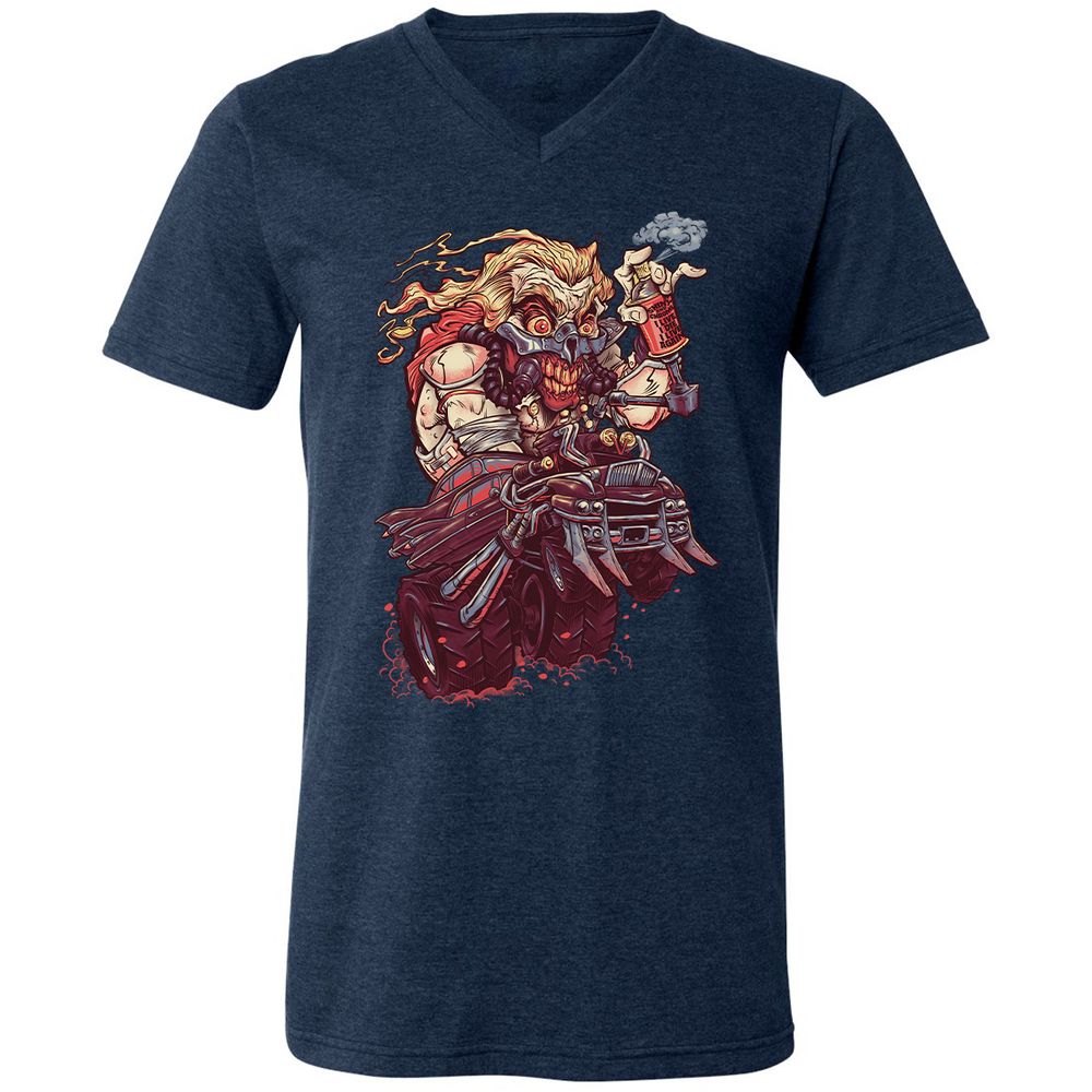 Unisex V-Neck T-Shirt - HW6J1GAG - Heather Navy - 15