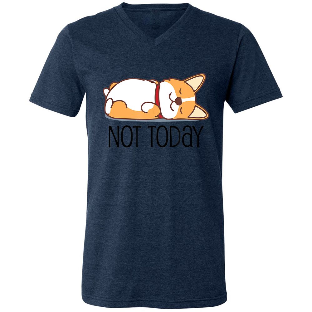 Unisex V-Neck T-Shirt - X984QRCB - Heather Navy - 15