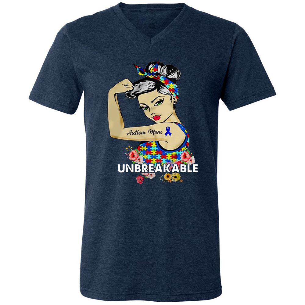 Unisex V-Neck T-Shirt - HK12TELJ - Heather Navy - 15