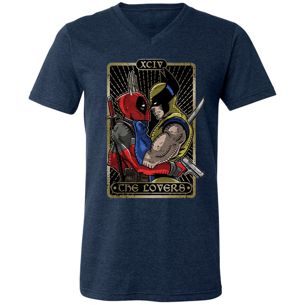 Unisex V-Neck T-Shirt - 7Q3JFNUZ - Heather Navy - 15