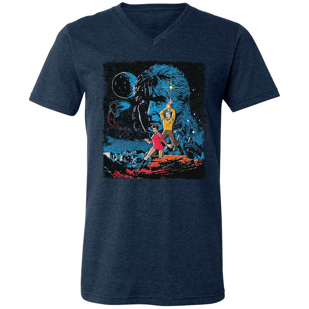 Unisex V-Neck T-Shirt - 1H4BHZW5 - Heather Navy - 15